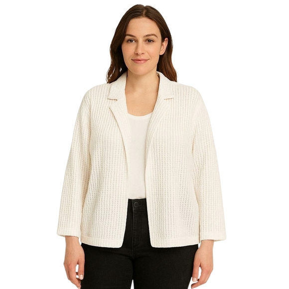 Gilli Crotchet Knit White Lined Blazer w/Shoulder Pads size Medium - Picture 1 of 9